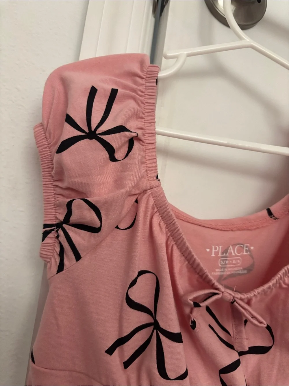The Children's Place Pink Dress with Black Bow Print - Picture 4 of 5